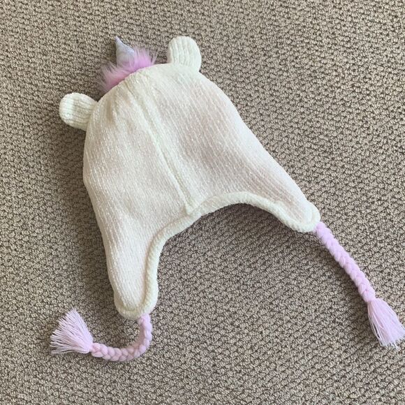 P.S. AEROPOSTALE chenille unicorn hat Youth one size lined - Picture 5 of 9